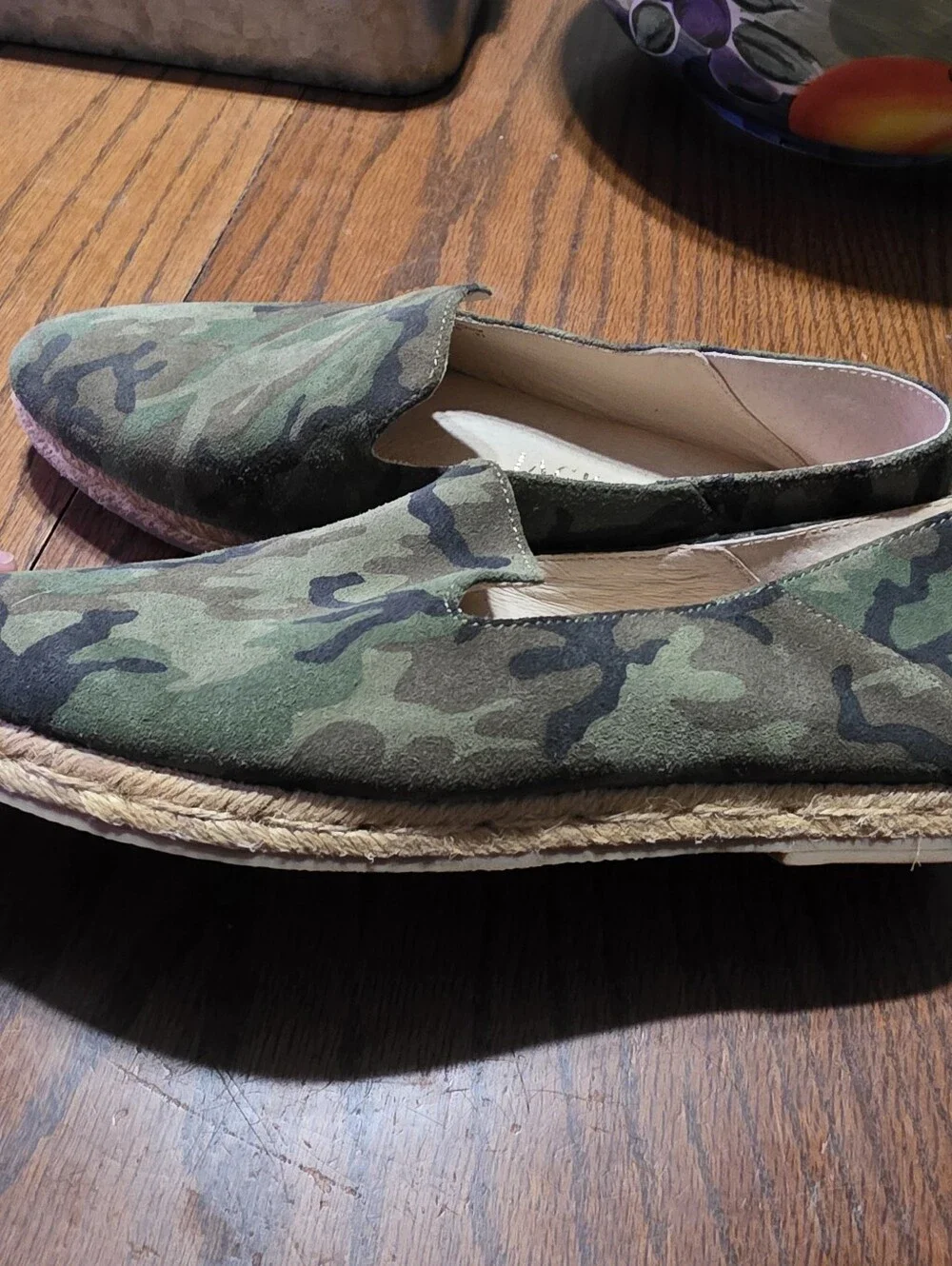 Jack Rogers Audrey Suede Flat Espadrilles Green Camo Size 6